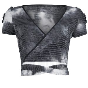 à prix réduits PUNK RAVE T-Shirt à Manches Courtes ‘Punk Bandage’ Gris 28