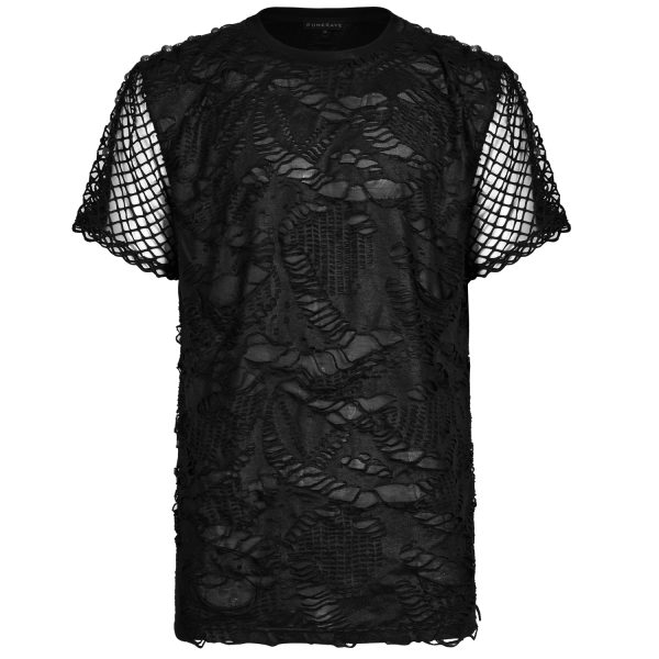 PUNK RAVE T-Shirt ‘Broken Holes’ Noir à prix d'occasion 1