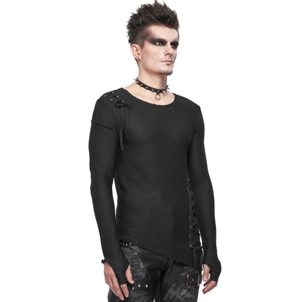 DEVIL FASHION T-Shirt Manches Longues Asymétrique ‘Titan’ Noir bas prix 7