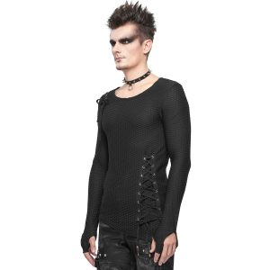 DEVIL FASHION T-Shirt Manches Longues Asymétrique ‘Titan’ Noir bas prix 36