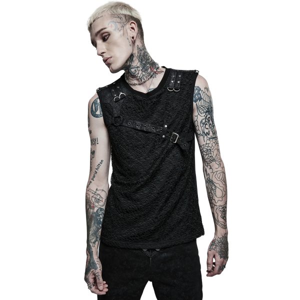 Prestation Et Rapide PUNK RAVE T-Shirt Pour Hommes ‘Punk Mesh’ Noir 3