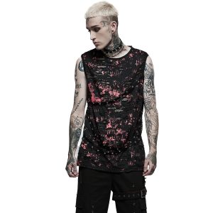 PUNK RAVE T-Shirt Sans Manches ‘Printing Punk’ Noir Et Rouge Livraison Standard/Rapide 17