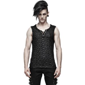 luxe soldes PUNK RAVE T-Shirt Sans Manches ‘Psychonaut’ Noir 17