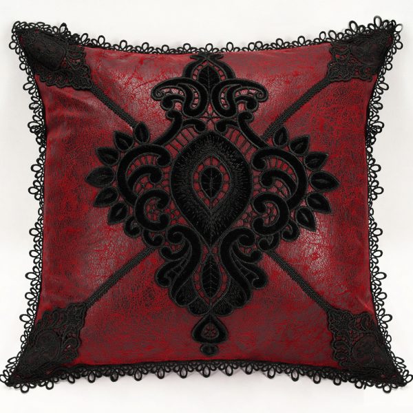 PUNK RAVE Taie D’Oreiller Décorative ‘Gothic Cozy’ Rouge livraison la plus rapide 1