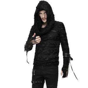 soldes de Noël DEVIL FASHION Top à Capuche ‘Gothic Damage’ Noir 19