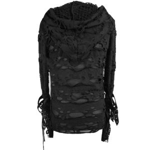 soldes de Noël DEVIL FASHION Top à Capuche ‘Gothic Damage’ Noir 37