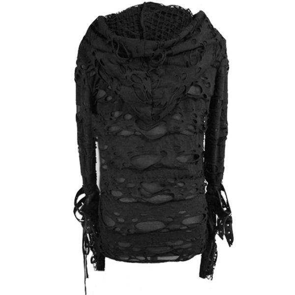 soldes de Noël DEVIL FASHION Top à Capuche ‘Gothic Damage’ Noir 12