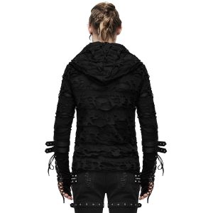 soldes de Noël DEVIL FASHION Top à Capuche ‘Gothic Damage’ Noir 21