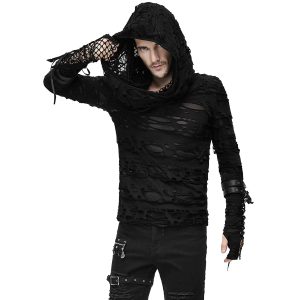 soldes de Noël DEVIL FASHION Top à Capuche ‘Gothic Damage’ Noir 27