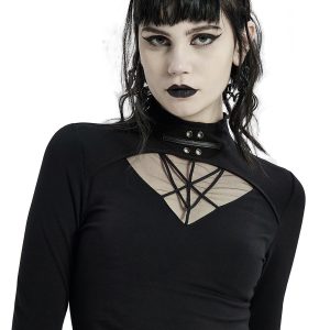 vente en ligne pas cher PUNK RAVE Top à Manches Longues ‘Guenievre’ Noir 34