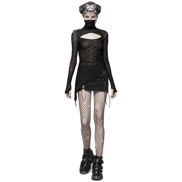 mode PUNK RAVE Top Asymétrique ‘Laertes’ Noir 9