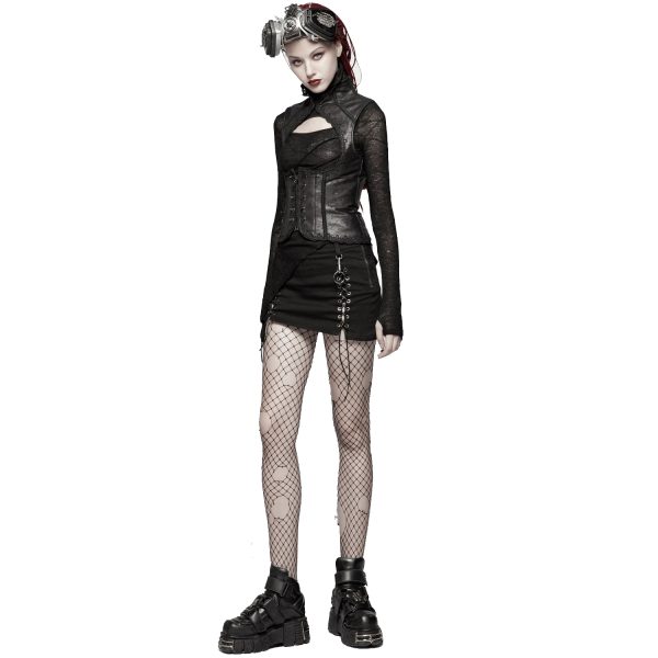 mode PUNK RAVE Top Asymétrique ‘Laertes’ Noir 11