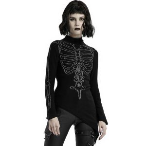 pas cher en vente PUNK RAVE Top Asymétrique ‘Rib Cage’ Noir 21