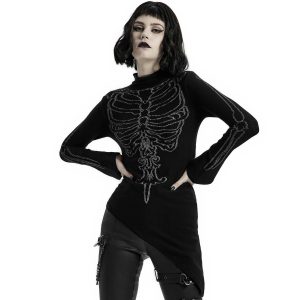 pas cher en vente PUNK RAVE Top Asymétrique ‘Rib Cage’ Noir 27