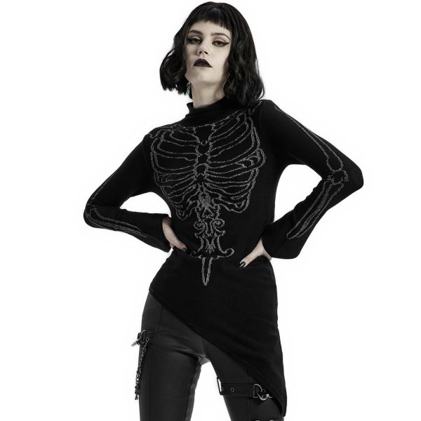 pas cher en vente PUNK RAVE Top Asymétrique ‘Rib Cage’ Noir 6