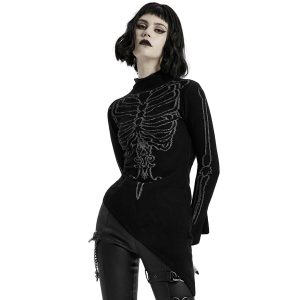 pas cher en vente PUNK RAVE Top Asymétrique ‘Rib Cage’ Noir 29