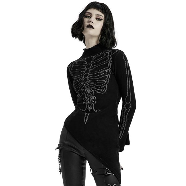 pas cher en vente PUNK RAVE Top Asymétrique ‘Rib Cage’ Noir 7