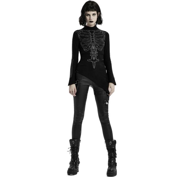 pas cher en vente PUNK RAVE Top Asymétrique ‘Rib Cage’ Noir 8