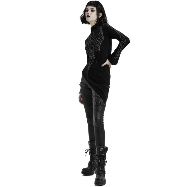 pas cher en vente PUNK RAVE Top Asymétrique ‘Rib Cage’ Noir 10