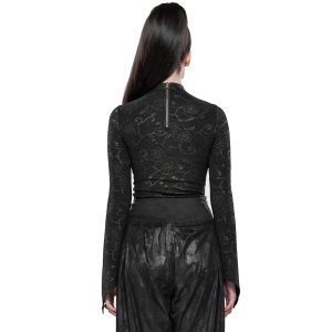 PUNK RAVE Top ‘Doomed Rose’ Noir Protections acheteurs 16