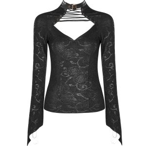 PUNK RAVE Top ‘Doomed Rose’ Noir Protections acheteurs 22