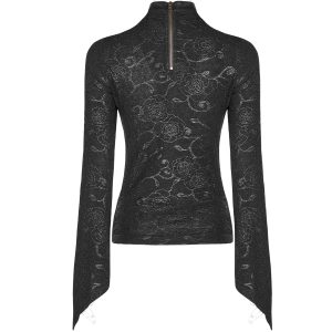 PUNK RAVE Top ‘Doomed Rose’ Noir Protections acheteurs 24