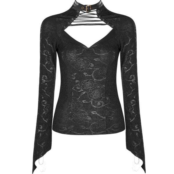 PUNK RAVE Top ‘Doomed Rose’ Noir Protections acheteurs 1