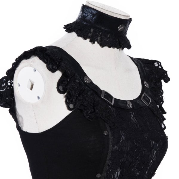 en ligne Red Queen’s Black Legion Top En Dentelle Noire ‘Thyone’ 5