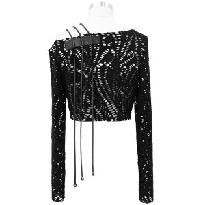 l'unique style DEVIL FASHION Top ‘Punk Hollow Out’ Noir à Manches Longues 31