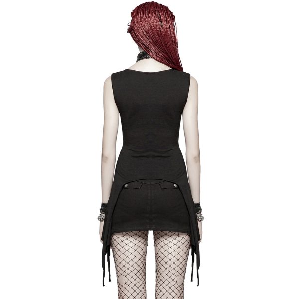 PUNK RAVE Top Sans Manches ‘Katena’ Noir site pas cher 4