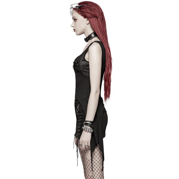 PUNK RAVE Top Sans Manches ‘Katena’ Noir site pas cher 6