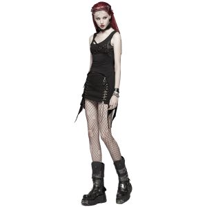 PUNK RAVE Top Sans Manches ‘Katena’ Noir site pas cher 32