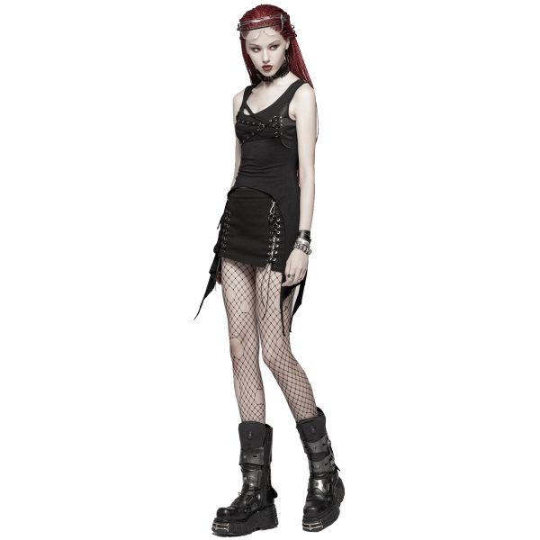 PUNK RAVE Top Sans Manches ‘Katena’ Noir site pas cher 9