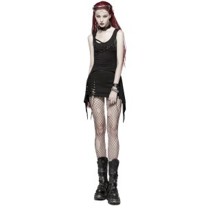 PUNK RAVE Top Sans Manches ‘Katena’ Noir site pas cher 34