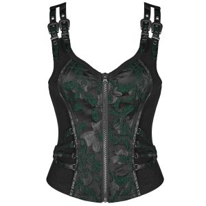 PUNK RAVE Top Sans Manches ‘Poison’ En Jacquart Vert Et Noir pas cher 25