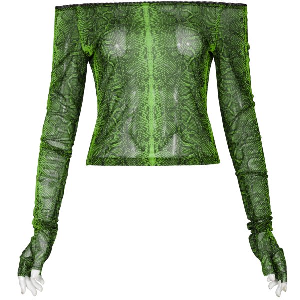 PUNK RAVE Top ‘Serpentine’ Vert Fluorescent à prix imbattables 1