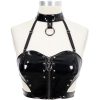 à prix promos DEVIL FASHION Top Sexy ‘Fetishista’ En Simili Cuir Noir Verni 40