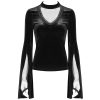 achetez PUNK RAVE Top ‘Solstice’ En Velours Noir 50