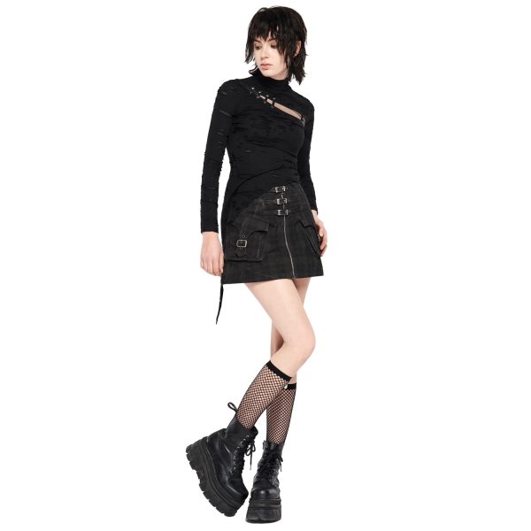 PUNK RAVE Top ‘The Scarf’ Noir Top ventes 6