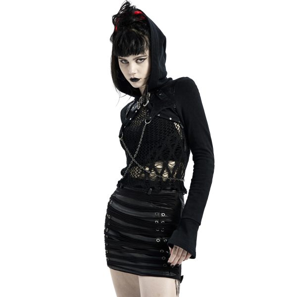 Réductions PUNK RAVE Veste Boléro ‘Dark Doll’ Noire 7