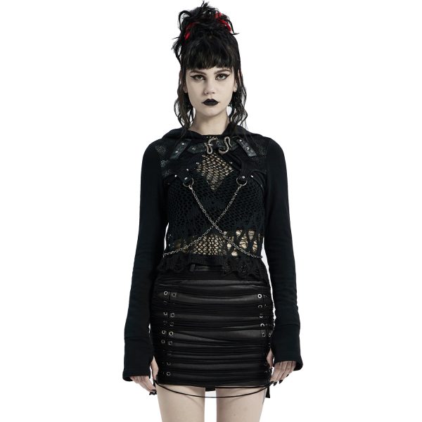 Réductions PUNK RAVE Veste Boléro ‘Dark Doll’ Noire 8