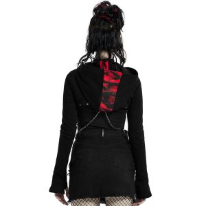 PUNK RAVE Veste Boléro ‘Dark Doll’ Noire Et Rouge guranteed de qualité 24