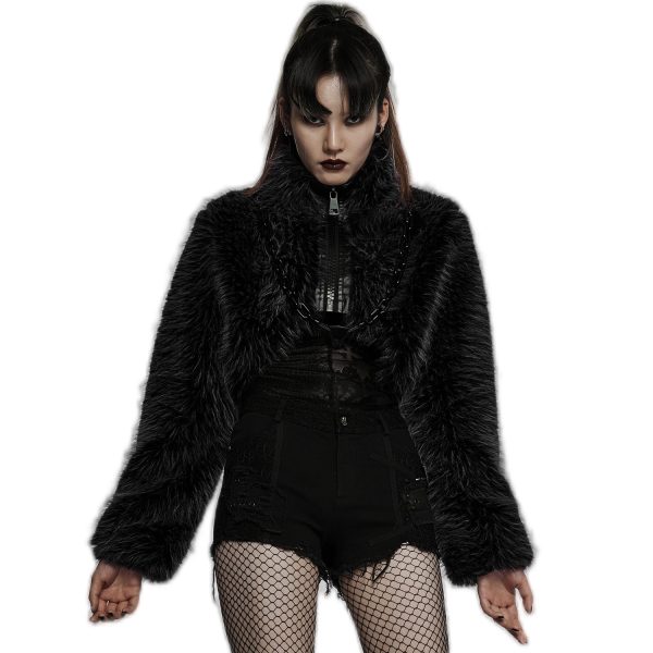 PUNK RAVE Veste ‘Cassiopee’ En Fausse Fourrure Noire soldes officiel 3