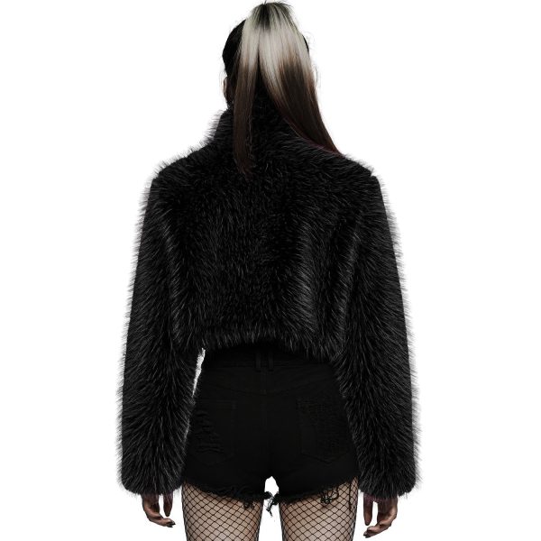 PUNK RAVE Veste ‘Cassiopee’ En Fausse Fourrure Noire soldes officiel 4