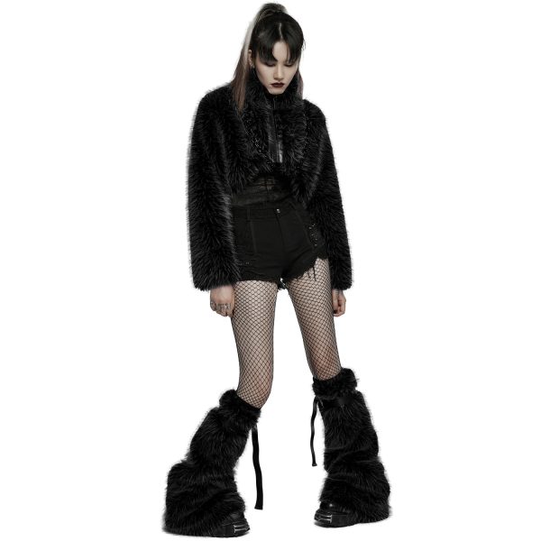 PUNK RAVE Veste ‘Cassiopee’ En Fausse Fourrure Noire soldes officiel 7