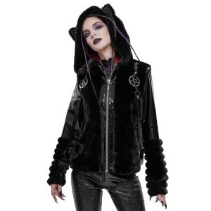 outlet DEVIL FASHION Veste D’Hiver ‘Cat Ear’ En Fourrure Noire 24