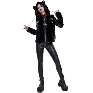 outlet DEVIL FASHION Veste D’Hiver ‘Cat Ear’ En Fourrure Noire 42