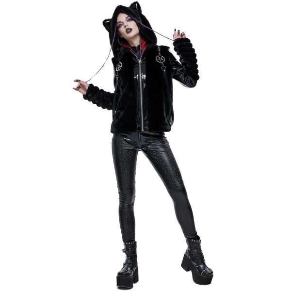 outlet DEVIL FASHION Veste D’Hiver ‘Cat Ear’ En Fourrure Noire 12