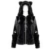 outlet DEVIL FASHION Veste D’Hiver ‘Cat Ear’ En Fourrure Noire 38