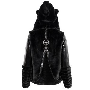 outlet DEVIL FASHION Veste D’Hiver ‘Cat Ear’ En Fourrure Noire 48